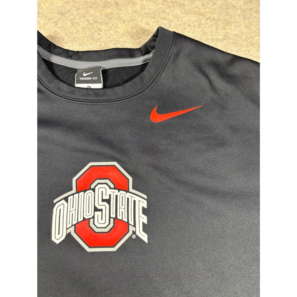 Nike Ohio State Buckeyes Therma-FIT Sweatshirt Mens XL Black Crewneck Fleece - Picture 4 of 6